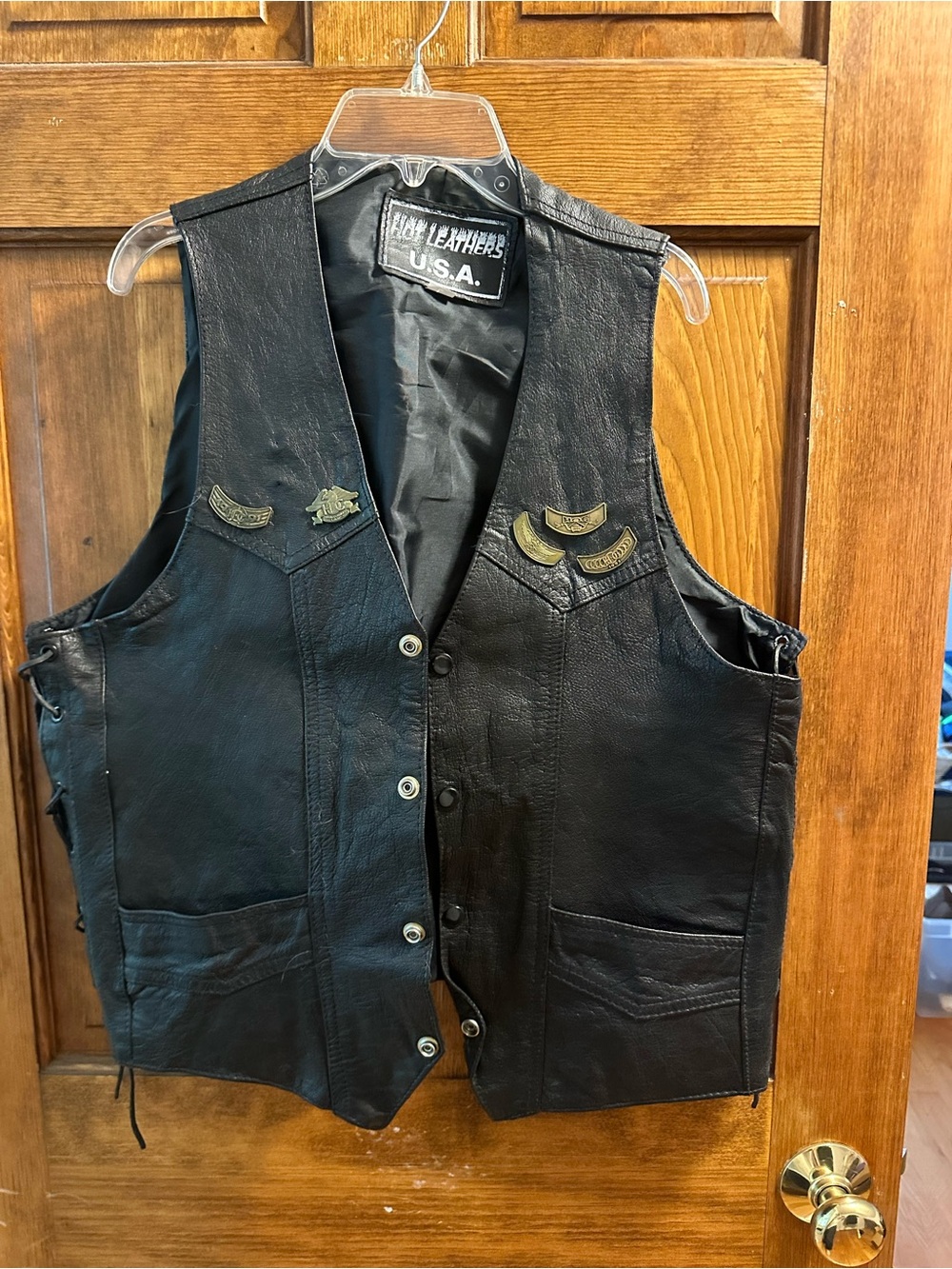 Vintage Black Leather Vest - USA Label